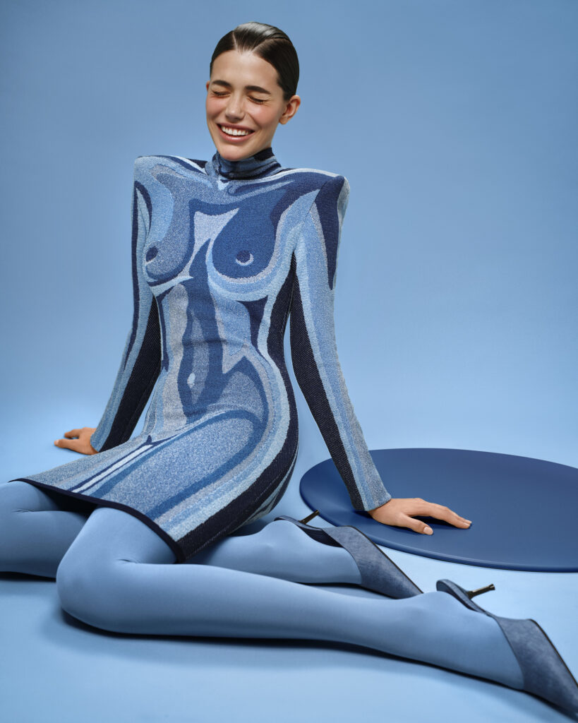 Dress, Balmain;
Mules, Schutz.